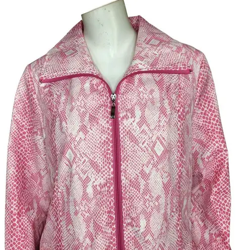 Dennis Basso Dennis By Pink Snakeskin Full Zip Rainjacket Long Sleeve Small NWT
