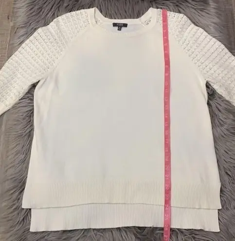 NYDJ short sleeve pointelle sweater white M
