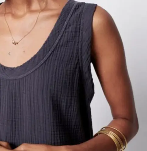 Faherty Organic Cotton Dream Scoop Tank Top Charcoal L