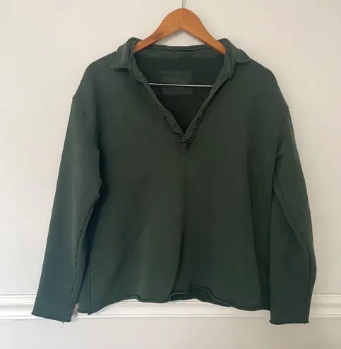 Frank & Eileen • patrick popover henley sweatshirt in evergreen sz L Green Size L