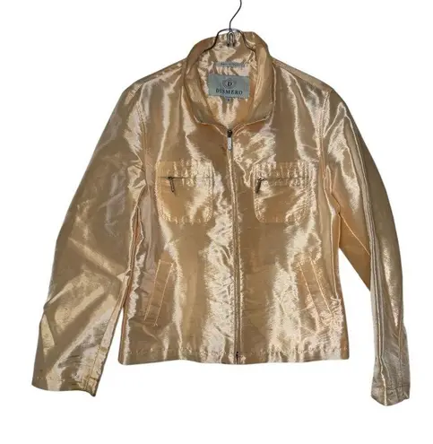 Dismero Women's Blazer Jacket Y2K Vermoda SPA Satin Lined Zipper Pocket Small Orange Size 4