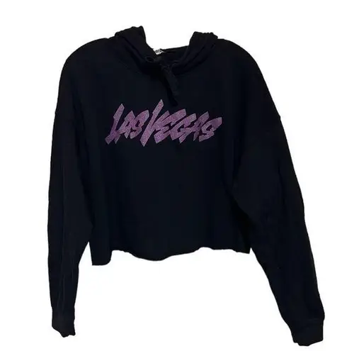 Las Vegas Black/Purple Glitter Crop Hoodie. Size L Size L