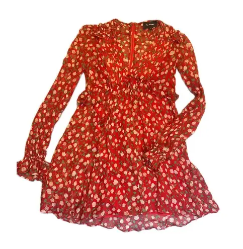 The Kooples Red Floral Long Sleeve Ruffle Mini Dress – Size 1 (S/US 4)