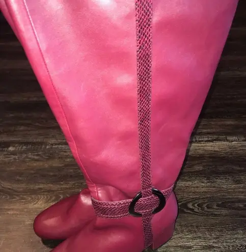 Comfortview  Burgundy Plus Size Wide Knee High Boots Size 11W