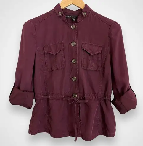 White House | Black Market  Soft Utility Jacket Lightweight Cabernet Pockets Size 0