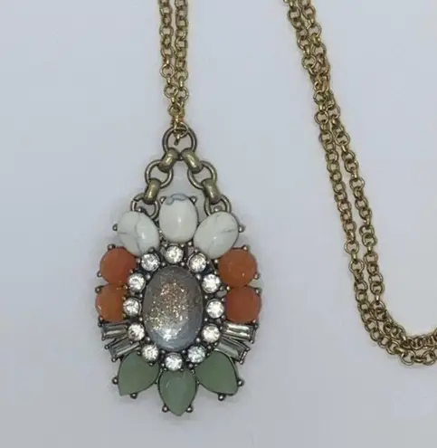 Handmade Bronze-Tone Multicolor Glitter Sparkle Rhinestone Necklace