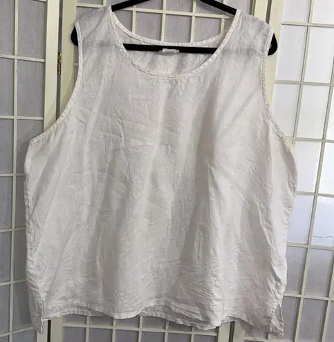 Hot Cotton Quiet Luxury Minimalist 100% Linen White Sleeveless Tank Top 3X