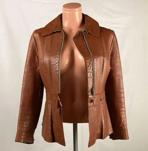 Vintage 70’s Zip up Moto Leather Jacket Women’s Size 14