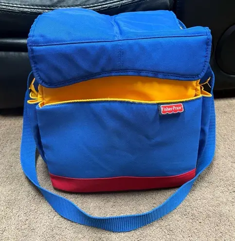 FISHER PRICE Diaper Bag Tote Cooler Bag Blue Yellow Vintage Large Travel 90's