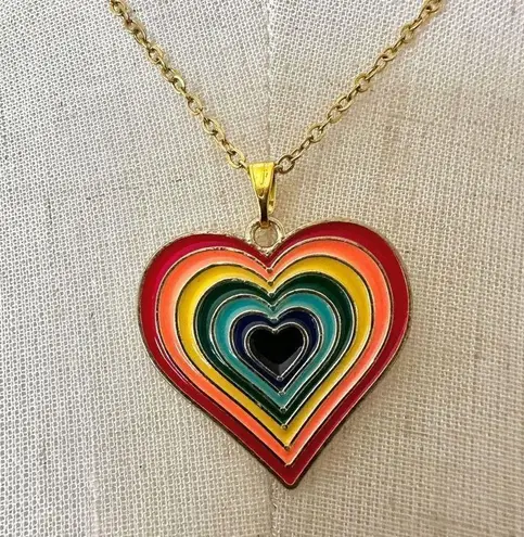 Colorful heart pendant necklace
