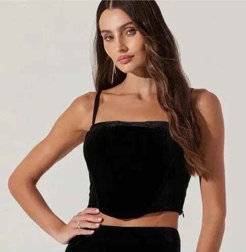 ASTR The Label Black Velvet Bustier Corset Top L Adjustable Straps Romantic NWT Size L