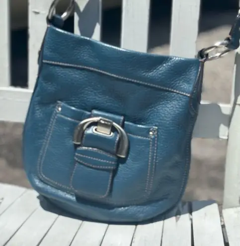 B. Makosky Turquoise Leather Crossbody Blue