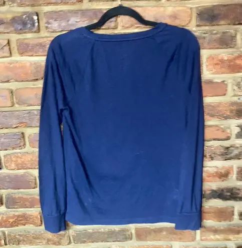 Sonoma  Intimates Navy Blue Happy Camper Long Sleeve Pajama Top Women's Size XS