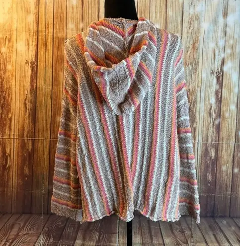 Ripndip Rip Curl Women Striped Knit Hoodie Pullover Kangaroo Pocket Boho Cottagecore M