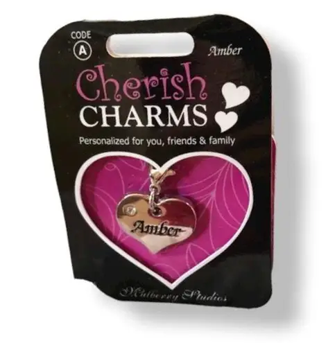 Cherish Charms AMBER Name Bracelet Charm NEW NWT Silvertone Silver Tone