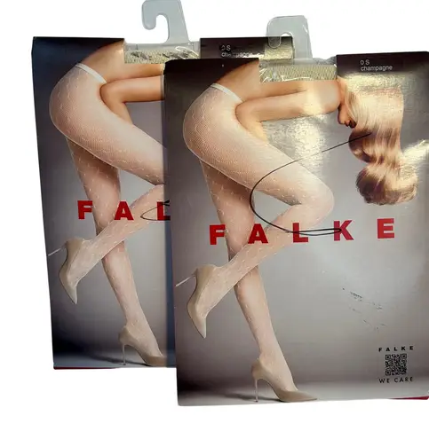 Falke Womens O S Champagne Fashion Tights Stockings Made in Italy Pair Two Tan