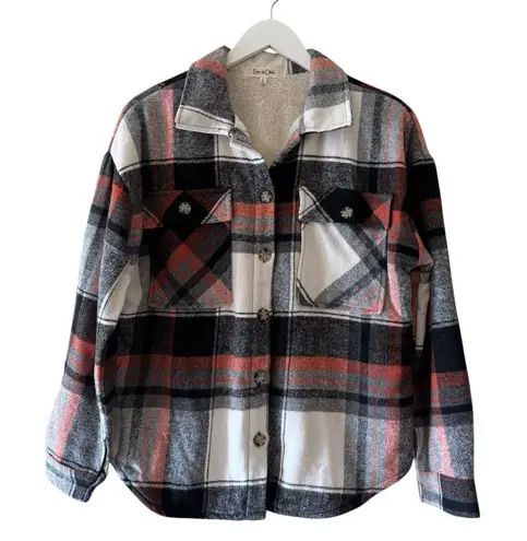 Anthropologie  Eden & Olivia oversized plaid flannel button -up Jacket SZ S #2525