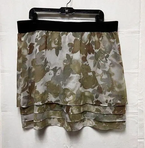 New York & Co. Skirt Women Size XL stretch Waist White Green Brown‎ BGR-A