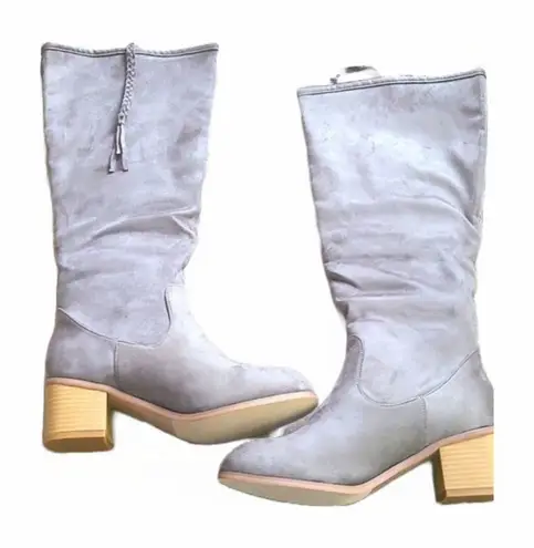 Journee Collection Sanora Women’s Mid-Calf Boots Size 6.5 Gray Faux Suede