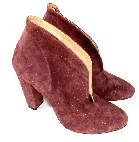 Ganni Vintage Glitter Suede Ankle Boots Size 38 NEW