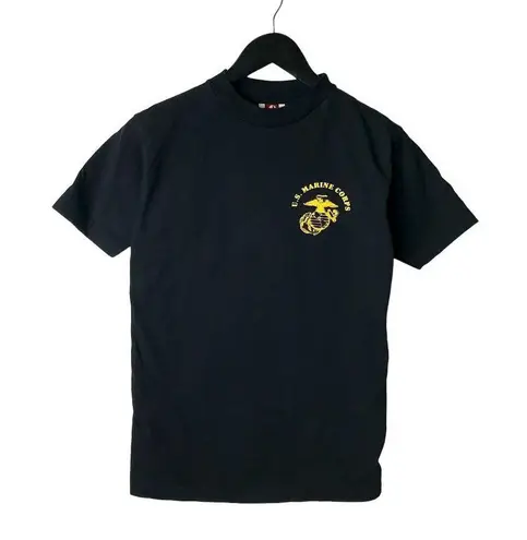 90s USMC 3D Anglico Military Tee Small Black 100% Cotton Vintage USA Unisex Fit