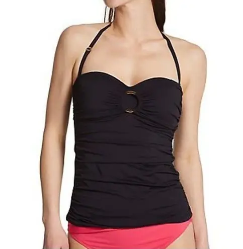 Bleu Rod Beattie  draped ring me up black bandini swim top 6 NWT