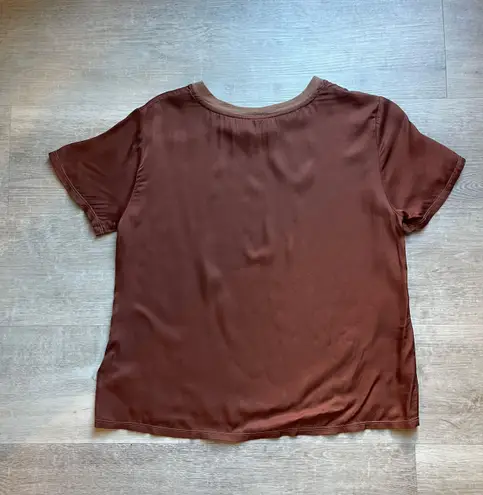 Nation Ltd Marie Satin Boxy Cropped Short Sleeves Top Size XS