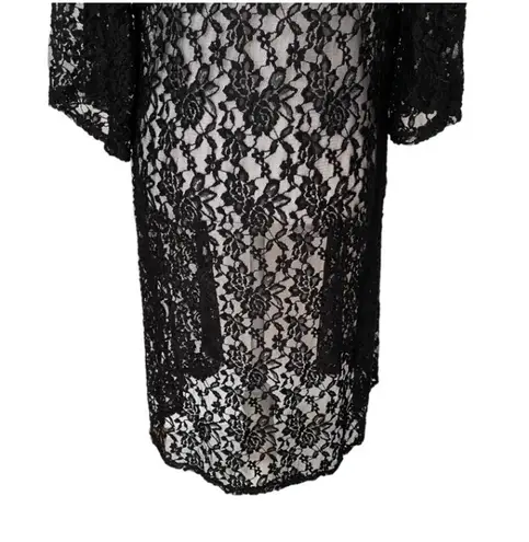 MAUVE Dressy Black Floral Lace Maxi Open Long Cardigan Size Small NWT