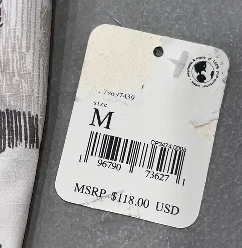 NEW Free People FP Movement Off The Grid Printed Ivory Hooded Vest size Medium Gray