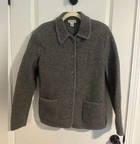 Talbots Vintage  100% Wool Shacket Sweater Jacket Gray Sz XS