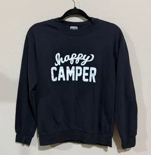 SUB_URBAN RIOT Sub Urban Riot Womens Happy Camper Graphic Print Sweatshirt Pullover Black S
