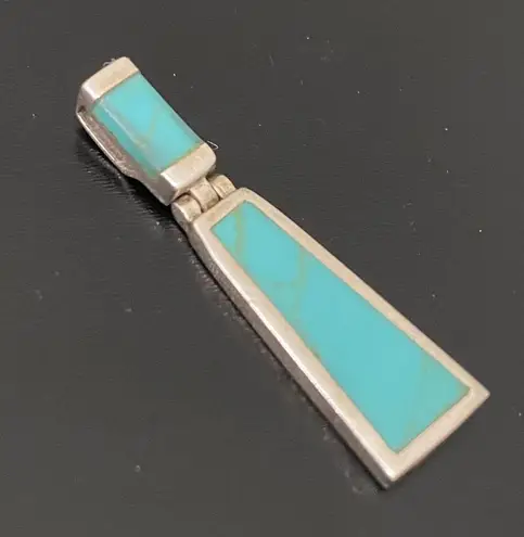 Vintage Sterling Silver 925 Native American Turquoise Inlay Door Knocker Pendant