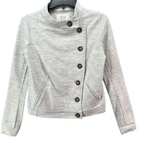 Hi Line Jacket Womens XS Gray Wool Blend Asymmetrical Button Utility Moto Cozy