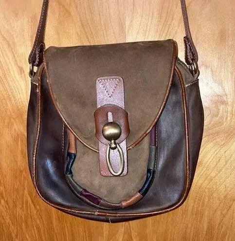 Brown Suede Francisco Biasia Genuine Italian Leather Crossbody Purse