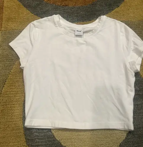 Aritzia Tna Chill Ortiz T Shirt White Crop Top  Stretchy Cotton Size Small