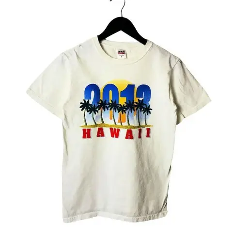 2013 Hawaii T Shirt Palm Trees Summer Graphic Tee Cotton Solid Adult White S