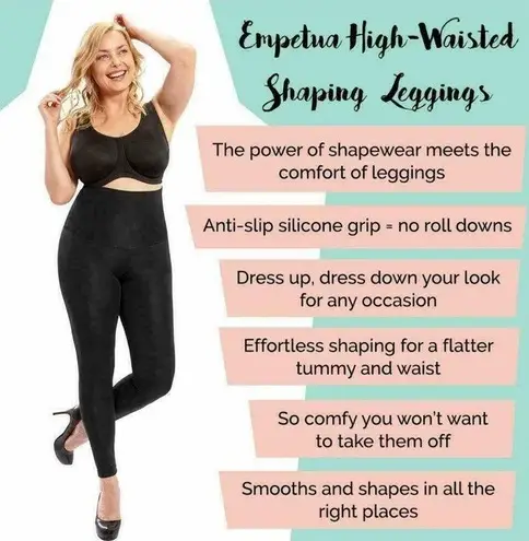 Empetua By Shapermint High Waisted Ultra Hold Shaping Leggings Black Shapewear L Size L