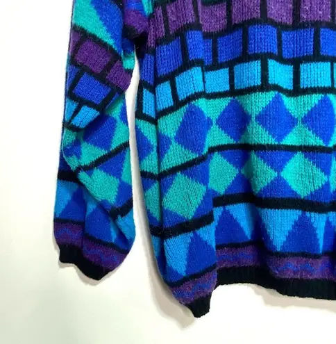 Country Craft Vintage Oversized Geometric Colorful Knit Slit Neck Sweater 44 XL Size undefined