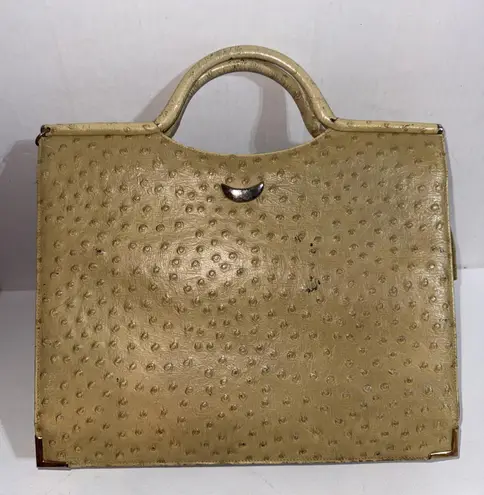 Vintage Old Money Ostrich Leather Satchel Doctors Bag Clutch Handbag READ DISCR.
