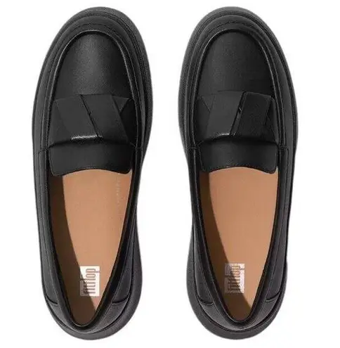 FitFlop Womens F-Mode Leather Flatform Slip On Loafers Shoes