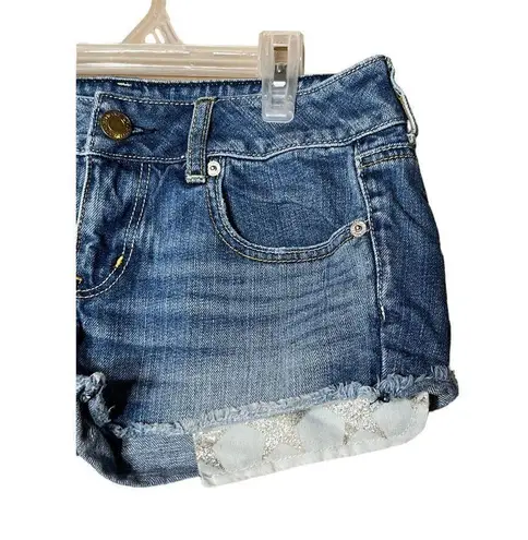 American Eagle Vintage Y2K  Gold Star Jean Shorts Size 4