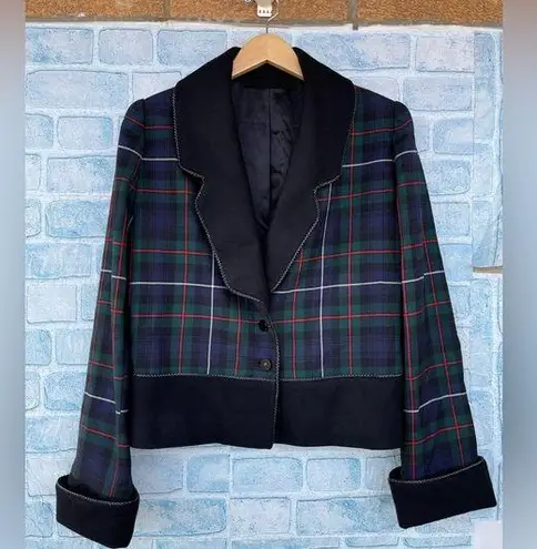 Peggy Jennings tartan plaid wool riding jacket size medium Black