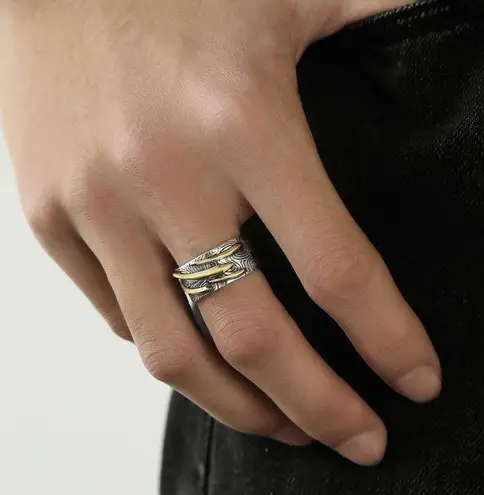 925 Silver Plated Adjustable Shooting Star Ring for Men Women,Punk Hip Hop Ring