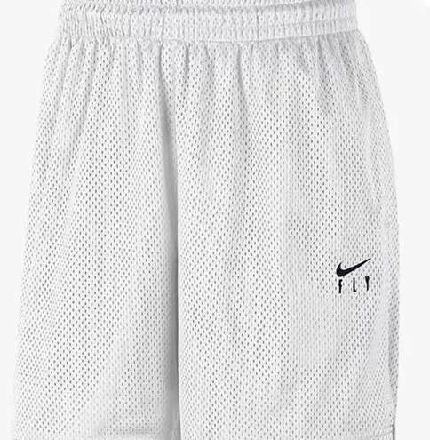 Nike  white Dri-Fit "Swooh Fly" mesh basketball shorts