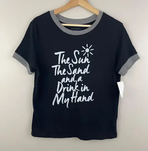 Kid Dangerous "The Sun, The Sand, and a Drink in My Hand" Black White Grey Summer Graphic Tee