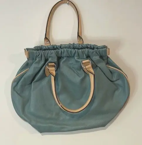 Apostrophe Satchel/Hobo Bag. Faux Pebbled Leather. Size Medium Mint Green
