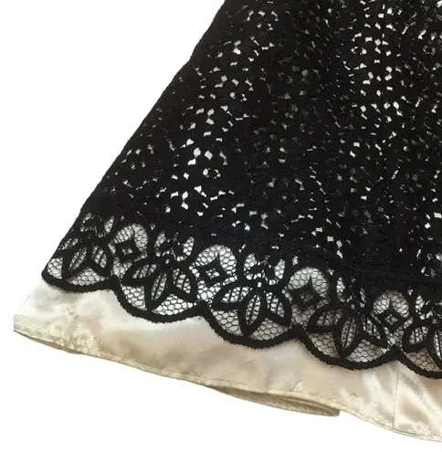 Gunne Sax Vintage Jessica McClintock Dress Womens 3 4 Cocktail Lace Overlay Blk