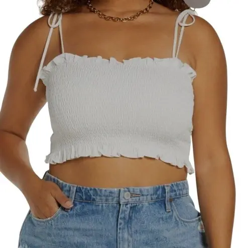 new NWOT BP. 3X smocked jersey spaghetti strap tube top crop TS 3058 White