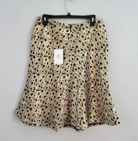 Doncaster Black & Gold Metallic Dressy Circle Skirt Size 8 NWT