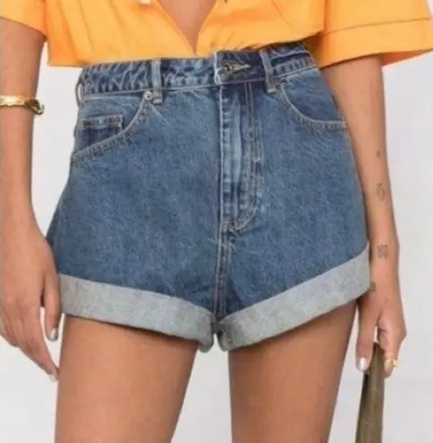 Self Portrait High Waisted Roll Hem Shorts